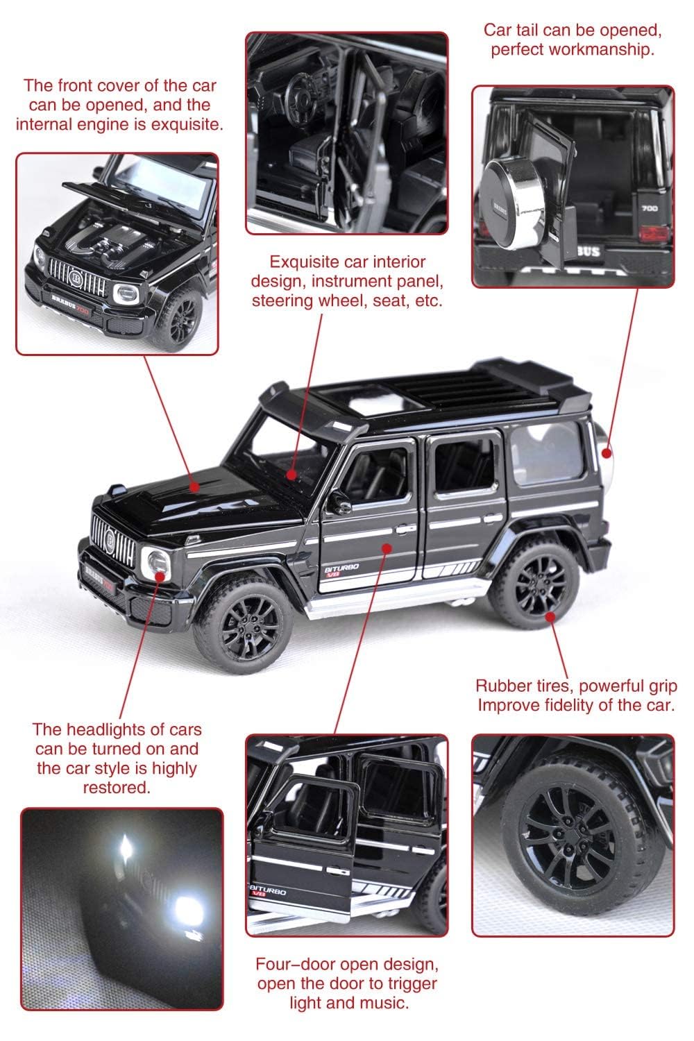 Brabus 700 Mercedes-Benz AMG G63 Benz Model Car Gwagon 1:32 Exclusive Alloy Metal Pull Back Die-cast Car