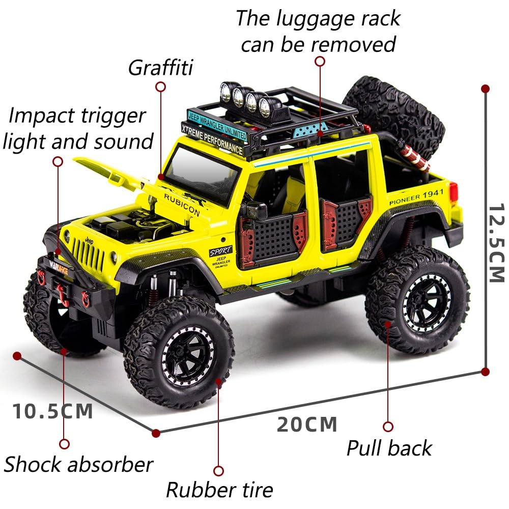 Jeep Wrangler Rubicon Alloy Pickup 1:24 Scale Model Car