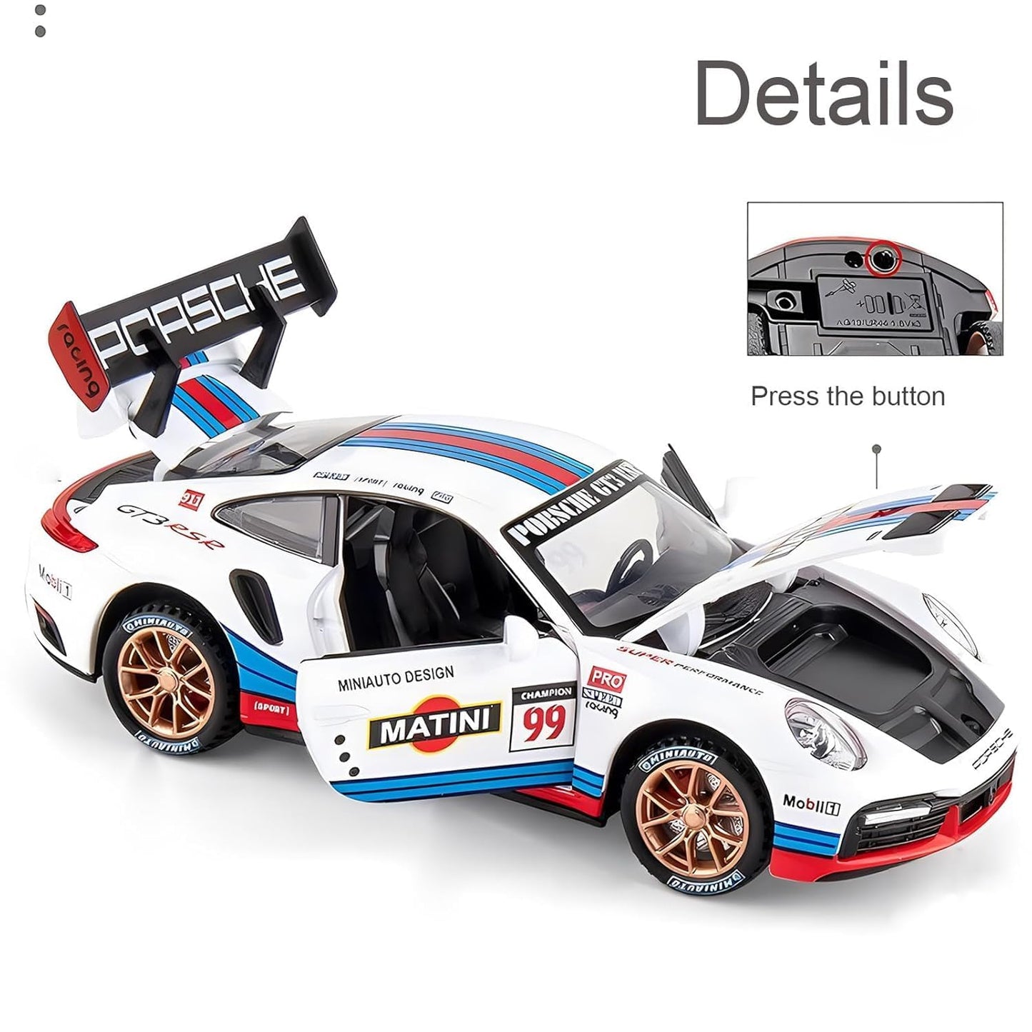 Porsche 911 GT3 RS RSR Turbo S 1:32 Scale Model Car