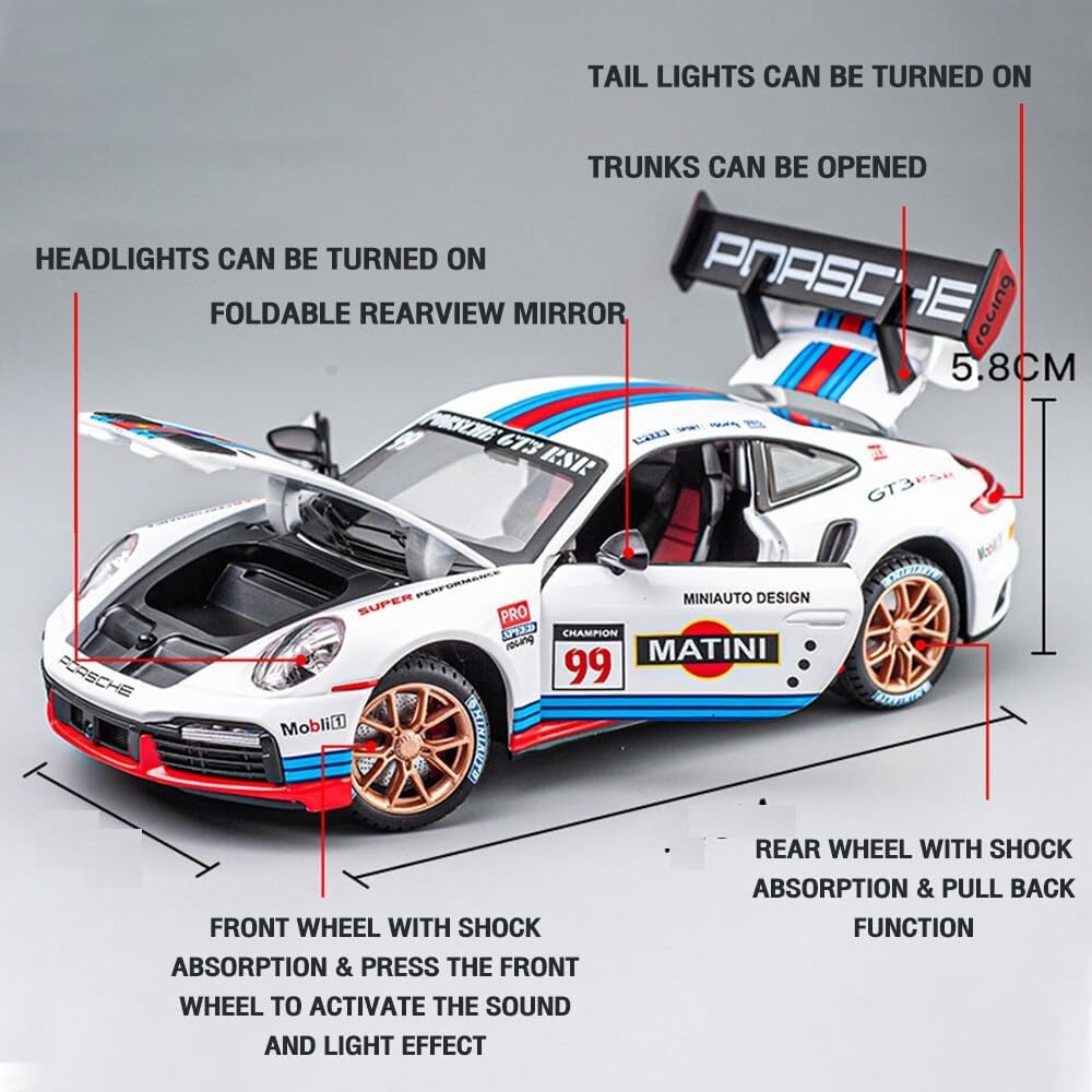 Porsche 911 GT3 RS RSR Turbo S 1:32 Scale Model Car