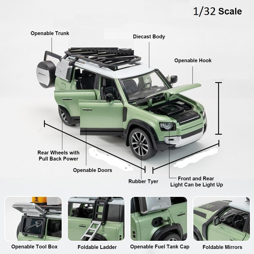 Range Rover Defender 1:32 Scale Model Car Exclusive Alloy Metal Pull Back Die-cast Car